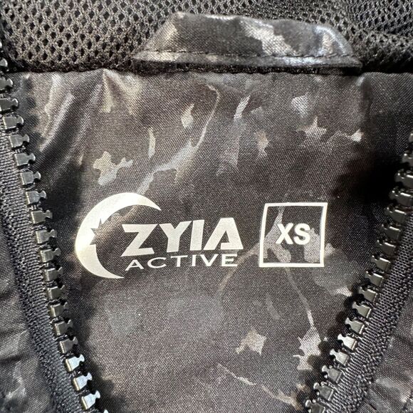 Zyia Active Black Leopard Hooded Windbreaker Bomber Jacket Womens X-Small Zip Up - Picture 4 of 9